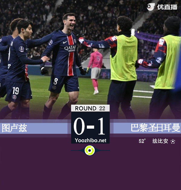 巴黎1-0图卢兹各赛事18场不败 法比安制胜贝拉尔多中柱