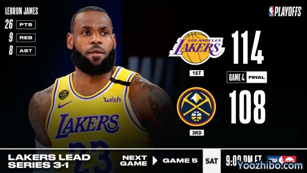 <a href=/gaoqinglanqiu/lakers/ target=_blank class=infotextkey>湖人</a>险胜<a href=/gaoqinglanqiu/nuggets/ target=_blank class=infotextkey>掘金</a>大比分3-1夺赛点！
